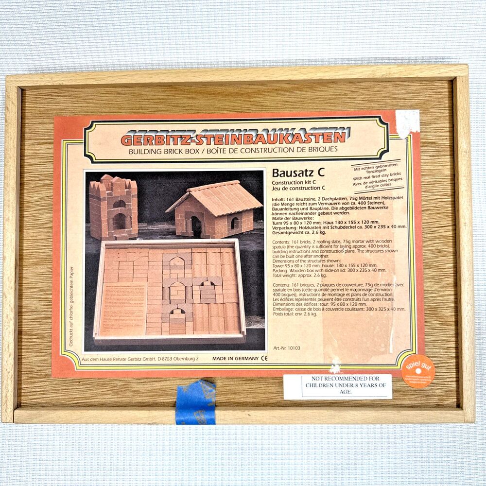 Gerbitz Steinbaukasten Building Brick Box Kit Complete In Wooden Box - Germany
